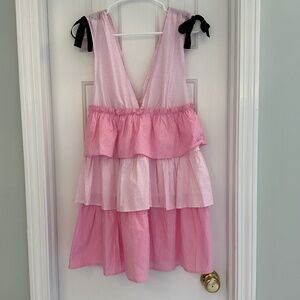 NWT Romeo & Juliet Couture Pink Tiered Dress - Black Bows - Sz M - NEW with Tags